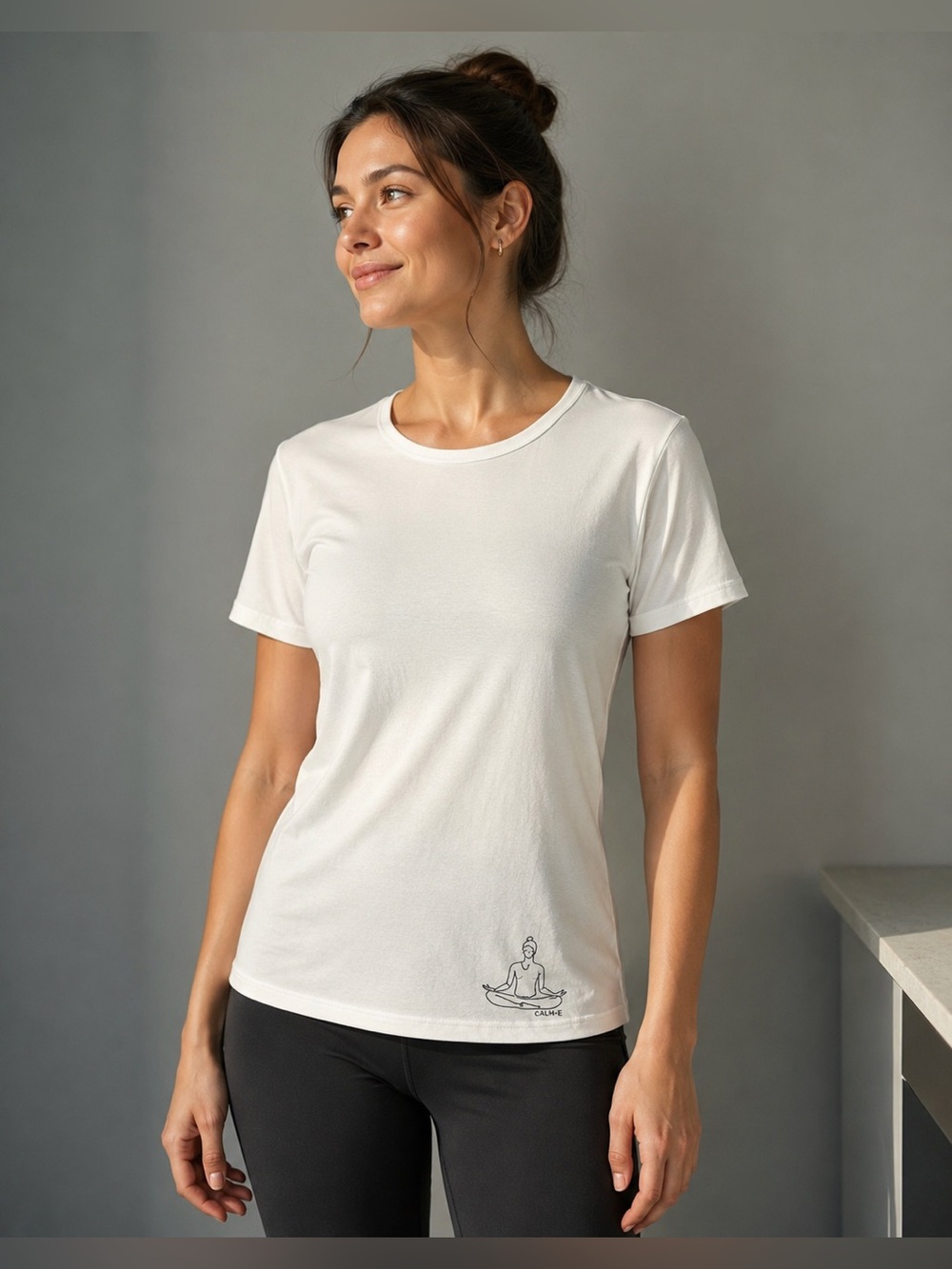 Johnny Was Calme Embroidered White/Ivory Yoga Crew Neck Top Size S